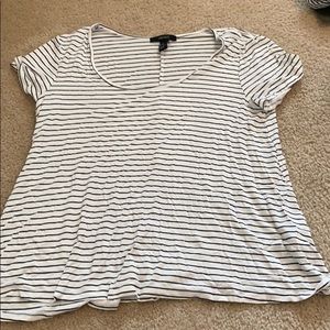 white and black striped top